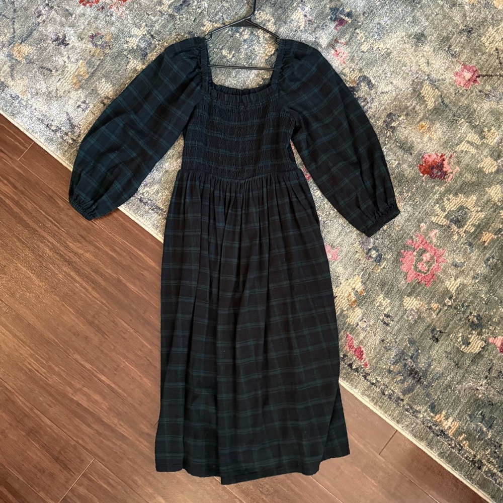 J Crew Plaid Shirred Dress